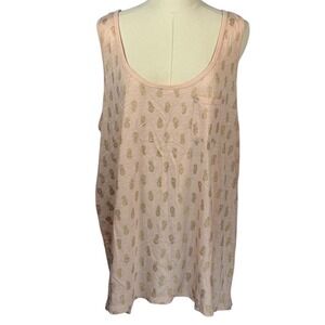 Torrid Light Pink Tank w/ Gold Pineapple Print & Pocket on Front (Size‎ 3)